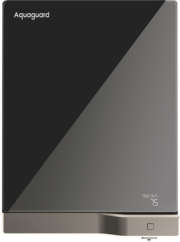 Aquaguard Slim Glass Uv Storage 2.5 L Uv + Uf + Copper Water Purifier | Toughened Glass Exterior | Input & Output Tds Indicator | Suitable Only For Municipality Water Supply(Black)