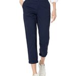 Amazon Essentials Women’S Mid-Rise Slim-Fit Cropped Tapered Leg Khaki Pant, Navy, M