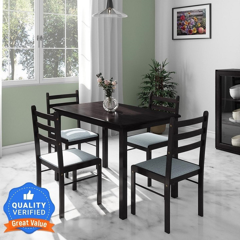 Flipkart Perfect Homes Capri Solid Wood 4 Seater Dining Set(Finish Color -Wooden Walnut, Knock Down)