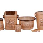 Nayasa Funk 6 Piece Plastic Bathroom Set, Large, Brown