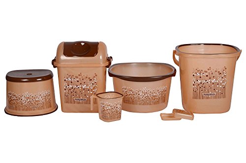 Nayasa Funk 6 Piece Plastic Bathroom Set, Large, Brown