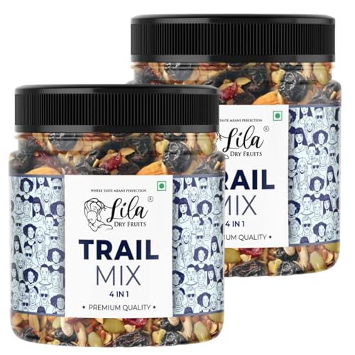 Lila Dry Fruits Premium Trail Mix 1Kg (500G X 2) – Cashew, Raisins, Almonds, Apricots, Goji Berry, Pumpkin Seeds, Sunflower Seeds, Cranberry, Blueberry, Plum Dry Fruits Mix Perfect For Diwali Gifting