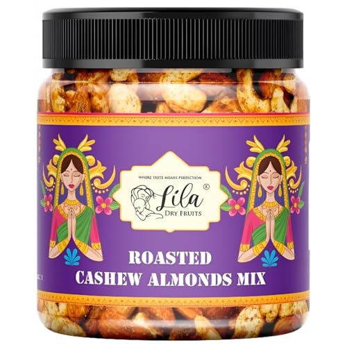 Lila Dry Fruits Roasted Kaju Badam Mix 500 Grams Salted Cashew Almond Mixed Pack Ideal For Snacking, Munching, Partying Flavoured Cashews Almonds Healthy Snacks Perfect For Diwali Giftings