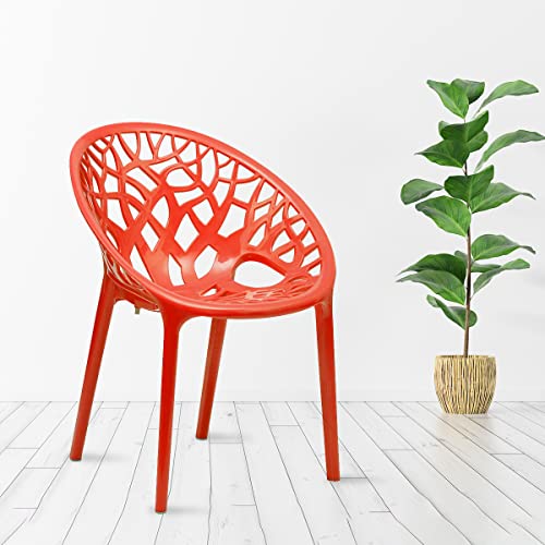 Nilkamal Plastic Chair For Living Room | 3 Year Warranty | For Home, Living Room, Outdoor | Bright Red Colour | Crystalpp