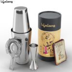 Lifelong Cocktail Shaker Set Of 5 | Bar Shaker With Strainer And Japanese Jigger Bar Set(Stainless Steel)