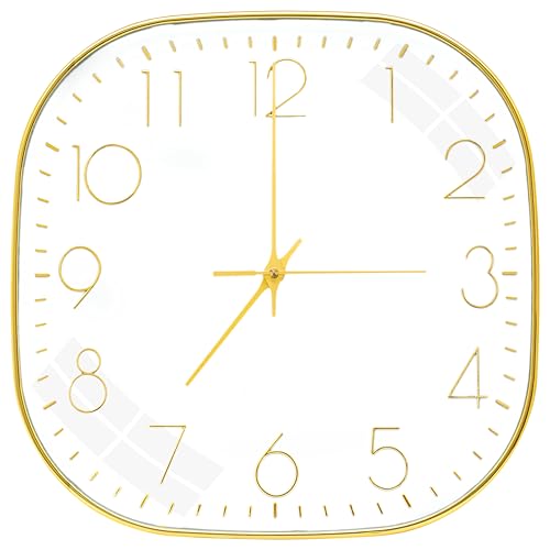 Tekcool Plastic Analogue Wall Clock 12″ Silent Quartz Decorative Latest Wall Clock Non-Ticking Classic Clock Battery Operated Round Easy To Read For Room/Home/Kitchen/Bedroom/Office/School.White Gold.