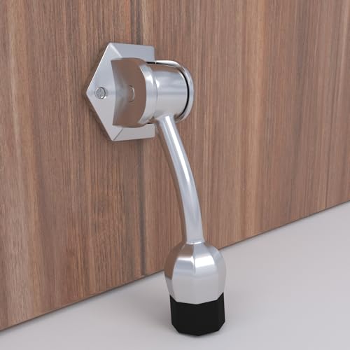 Boniry Heavy-Duty Door Stopper With Anti-Slip Rubber Base | Elegant And Durable Design For All Types Of Doors (Silver)