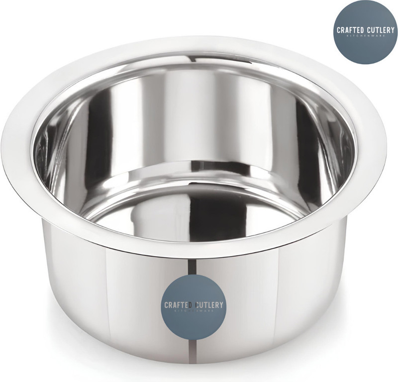 Craftedcutlery Stainless Steel Tope | Bhagola | Patila | Heavy Bottom Tope 2 L Capacity 20 Cm Diameter(Stainless Steel, Induction Bottom)