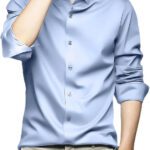 Deemoon Men Solid Formal Dark Blue Shirt