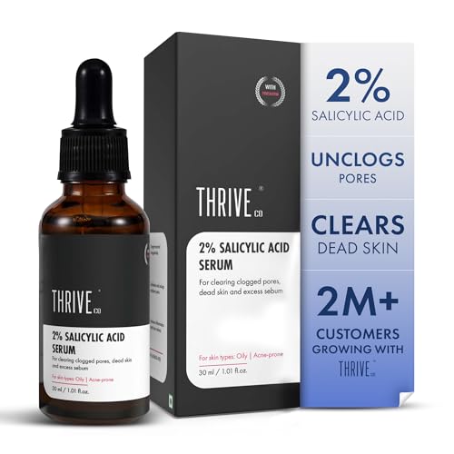 Thriveco 2% Salicylic Acid Serum For Face | Anti-Acne & Blackhead Removal | Oil Control, Blemish Care & Exfoliating Serum | For Oily & Acne-Prone Skin | 30Ml