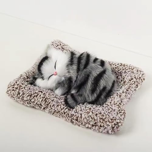 Nenafy Cute Sleeping Cat Plush Toy With Meow Sound – Dashboard Decor & Toy For Kids – Soft Realistic Cat Plushie – 1Pc, Multicolor
