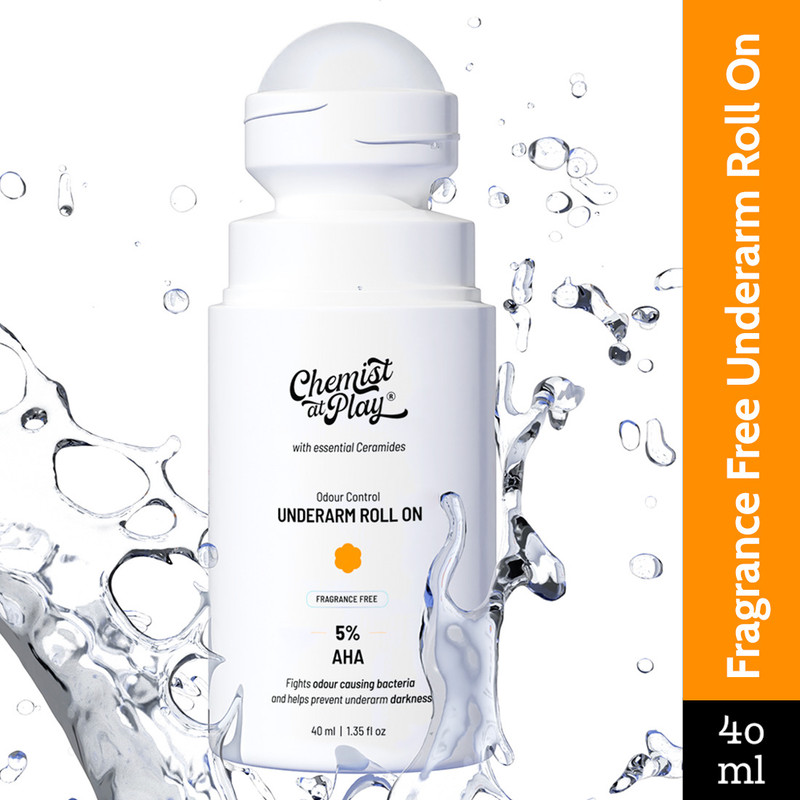 Chemist At Play 5% Aha Underarm Roll On, Lactic Acid Deodrants – Fragrance Free Deodorant Roll-On  –  For Men & Women(40 Ml)