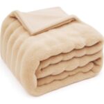 Sanmarino Bubble Blanket 600 Gsm Heavyweight Ultra-Soft & Warm Blanket | Double Bed 223X223 Cm (3000G) | Premium Winter Blanket For Bedroom & Heavy Winter Use – Beige