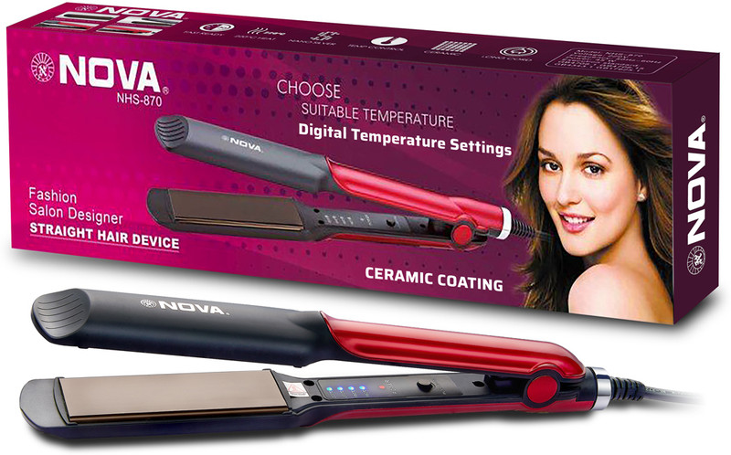 Nova Temperature Control Professional Nhs 870 Hair Straightener(Black/Red)