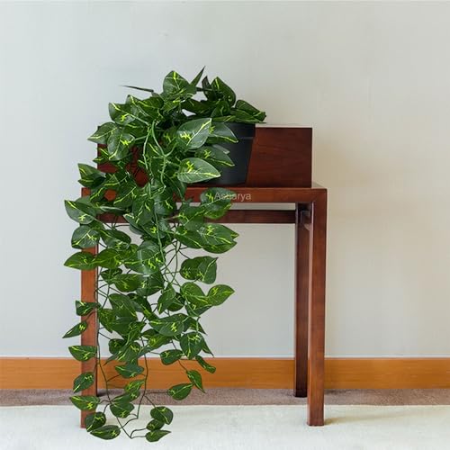 Asharya® Artificial Creeper Money Plant Garland (Pack Of 1) | Indoor Wall Hanging | Home Decor | 30 Leaves | Fake Leaf Bail For Living Room, Main Door Wall, Balcony, Entryway And Tample Decor (8Feet)