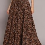 Nypa Printed Women Flared Brown Skirt