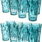 Sedulous (Pack Of 16) Twister Pattern Water Juice Plastic Glasses Sky Blue Set Of 16 Glass Set Water/Juice Glass(300 Ml, Plastic, Blue)