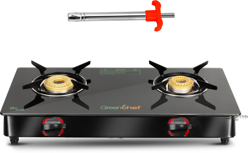 Greenchef Ebony With Lighter Glass Manual Gas Stove(2 Burners)