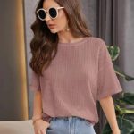 Vdtrend Solid Women Round Neck Pink T-Shirt