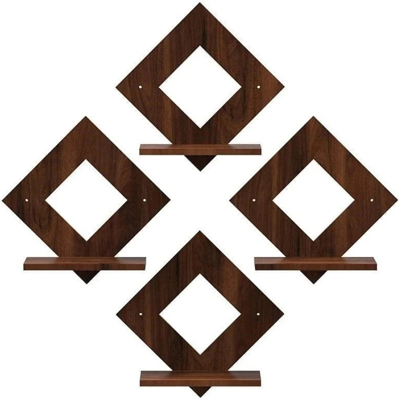 Jv Enterprises Stylish Wooden Wall Shelves | Wooden Wall Shelf | Wall Mount Stand Book & Vases Wooden Wall Shelf(Number Of Shelves – 4, Brown)