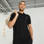 Puma Solid Men Polo Neck Black T-Shirt