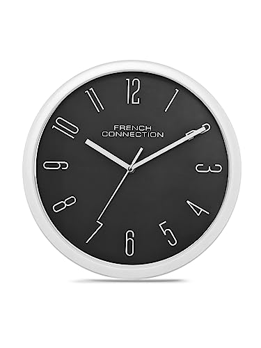 French Connection Plastic Stylish Analog Wall Clock For Home With Dark Grey Dial – Size: 12 Inches – Fcwc07-B