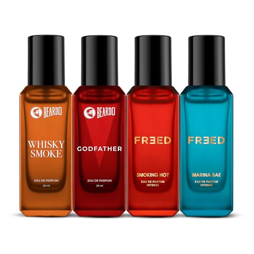 Beardo Him & Her Perfume Giftset 20Ml X 4 | Whisky Smoke, Godfather, Marina Bae & Smoking Hot | Long Lasting Spicy Eau De Parfum | Gift For Couple, Men Women