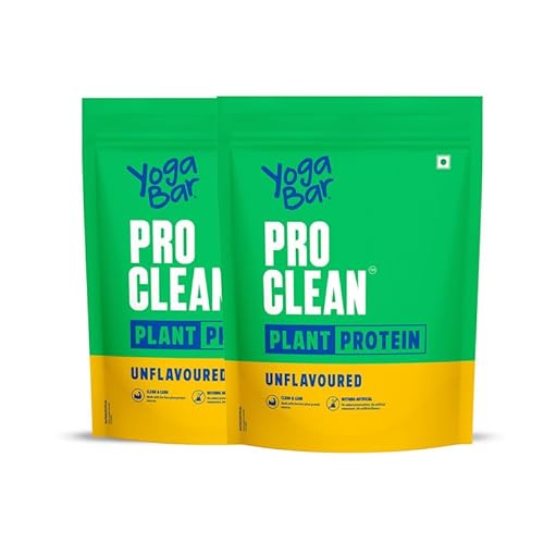 ﻿Yogabar Pro Clean Plant Protein | Unflavoured | 28G Protein Per Serving | Clean & Natural Plant Blend | 500G Pack Of 2