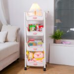 Kuber Industries 4-Layer Rack For Storage | Slim Storage Organizer Rack | White Plastic Free Standing Cabinet(Finish Color – White, Diy(Do-It-Yourself))