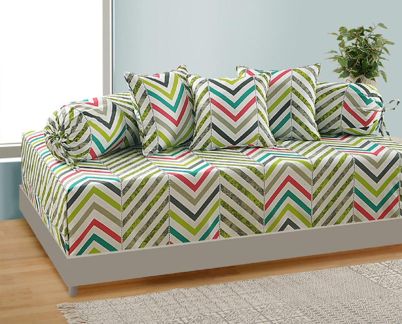 Swayam Cotton Geometric Diwan Set(Multicolor)