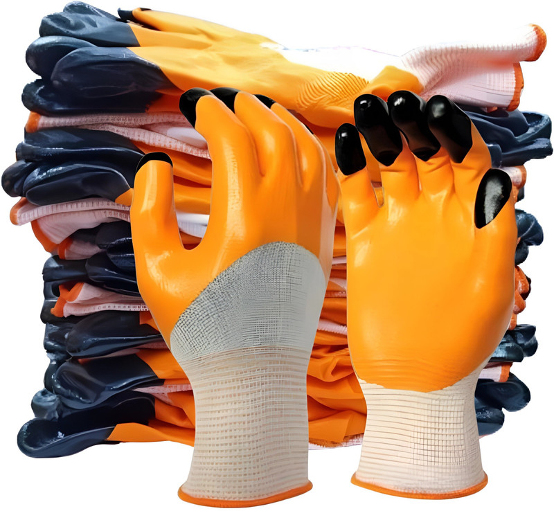 Donizard Tiger Multipurpose Heavy Duty Reusable Coated Safety For Industrial Contraction Nitrile, Nylon  Safety Gloves(Pack Of 40)