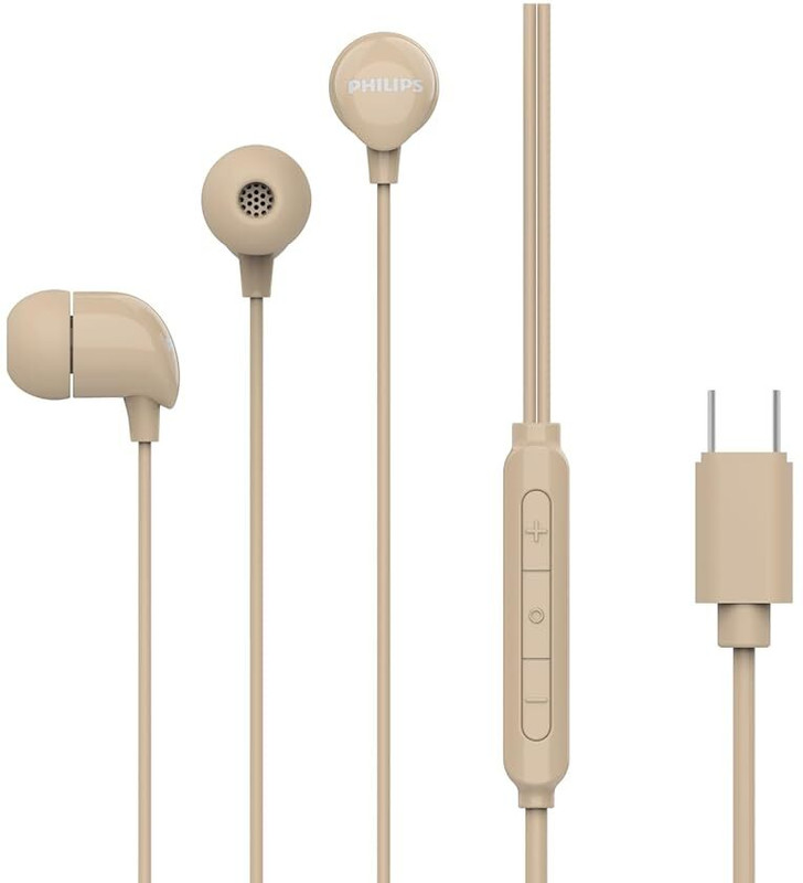 Philips Wired Earphones With C-Type Audio Jack, 10Mm Dynamic Drivers, Inline Mic Wired(Gold, In The Ear)