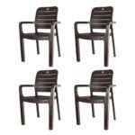 Cello Trident Chair Set Of 4, Matte Brown | Unbreakable, Durable & Strong |Blended Pp Material, Easy To Clean |Plastic Chair For Living Room, Home & Office | 3 Years Warranty – Manufacturing Defects
