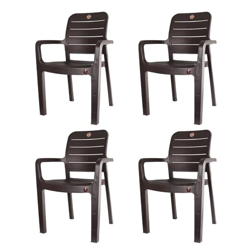 Cello Trident Chair Set Of 4, Matte Brown | Unbreakable, Durable & Strong |Blended Pp Material, Easy To Clean |Plastic Chair For Living Room, Home & Office | 3 Years Warranty – Manufacturing Defects