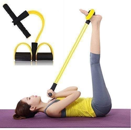 Pull Reducer 4 Tube Resistance Band, Body Pedal Exerciser For Home Gym, Tummy & Arm Workout, Yoga, Crossfit, Fitness Training For Men & Women,Multicolor,1Pc