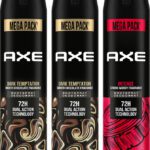 Axe Dark Temptation And Intense Deodorant Spray  –  For Men(645 Ml, Pack Of 3)
