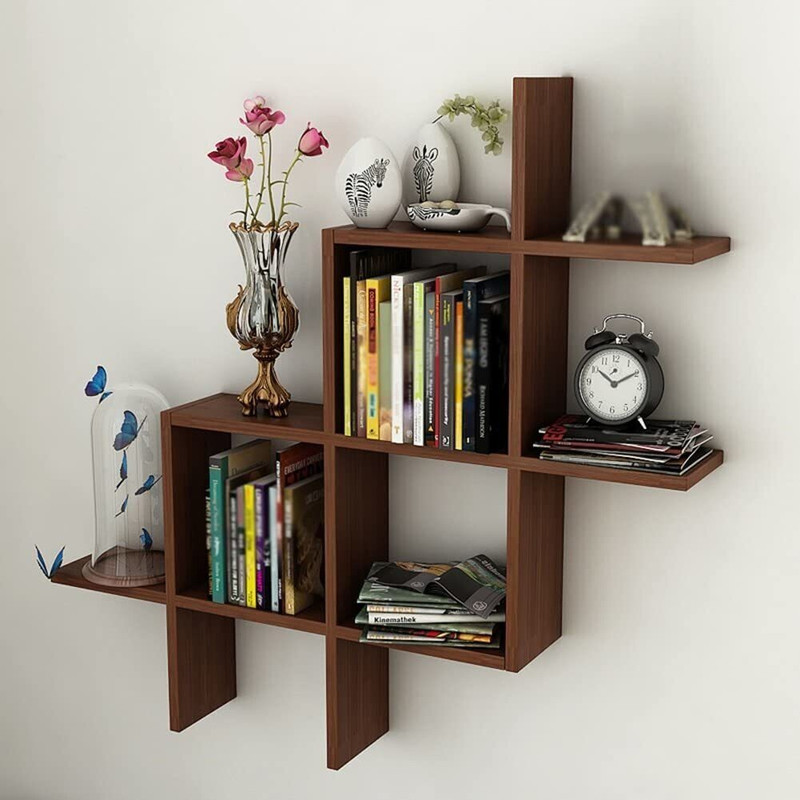 Classiconline New Plus Set Wooden Wall Shelf(Number Of Shelves – 6, Brown)