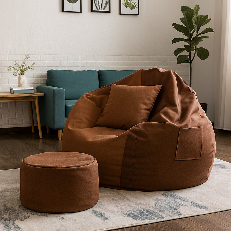 Karuto 4Xl Tear Drop Bean Bag Cover (Without Beans)(Tan, Brown)
