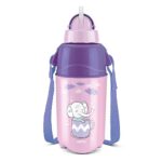 Milton Kool Trendy 400 Kids Plastic Insulated Water Bottle With Straw, 370 Ml, Sipper Bottle, Leak Proof, Bpa Free, Food Grade, School & Picnic Bottle, Purple