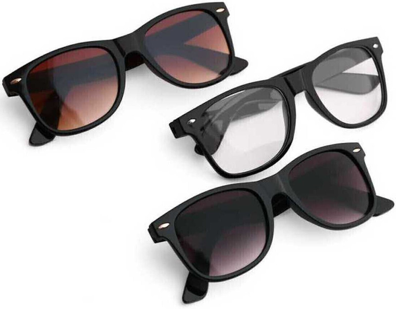 Srpm Wayfarer Sunglasses(For Men & Women, Clear, Black, Brown)