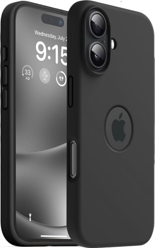 Covj Back Cover For Iphone 16(Black, Dual Protection, Silicon, Pack Of: 1)
