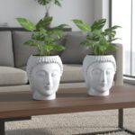 Grow Green Buddha White Flower Pot – Stylish Indoor & Outdoor Planters Plant Container Set(Pack Of 2, Plastic)