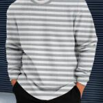 Force Striped Men Round Neck Grey T-Shirt
