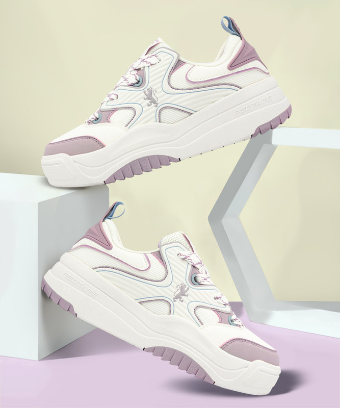 Red Tape Sports Shoes For Women | Sneakers For Women Lifestyle | Lightweight & Cushioned Sneakers For Women(White, Purple , 3)