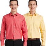 Amazon Brand – Symbol Men’S Cotton Formal Shirt | Casual | Plain | Full Sleeve | Combo Pack Of 2 – Regular Fit (Available In Plus Size) (Pale Yellow&Mid Red_40)