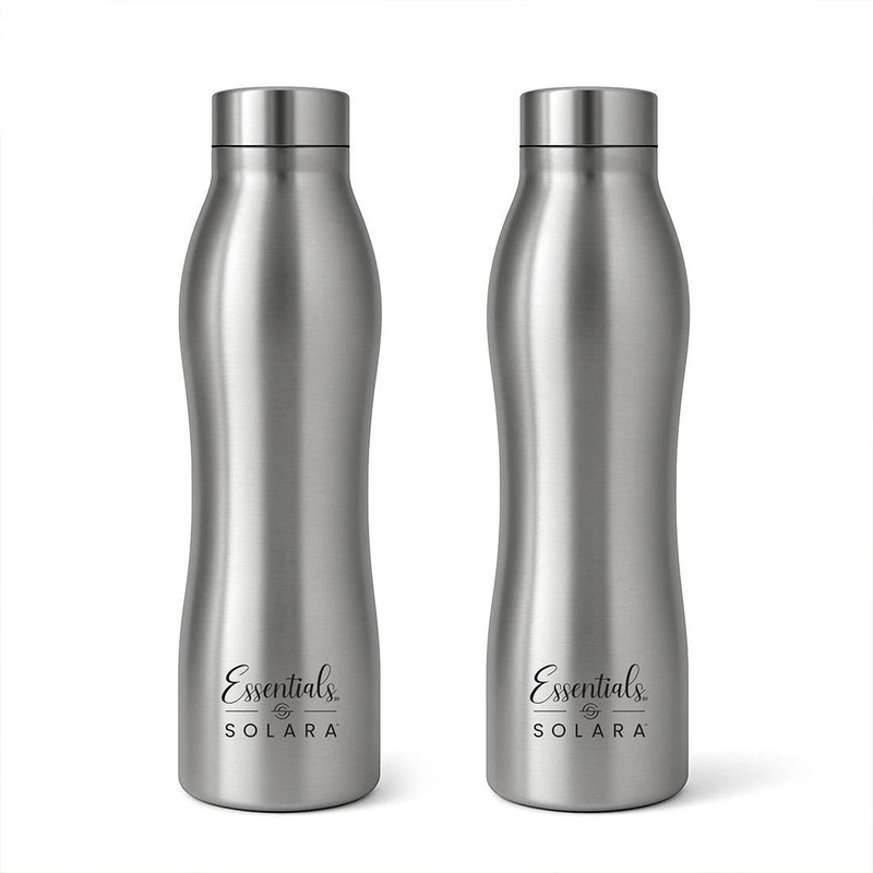 Solara 1000 Ml Steel Bottle(Pack Of 2, Silver)