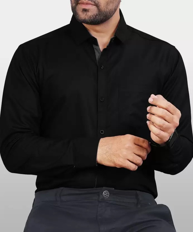 Youth First Men Solid Formal Black Shirt