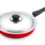 Nirlon Non Stick Aluminium Fry Pan/Frying Pan/Pasta Pan 24Cm Diameter 1.8 Litre With Steel Lid Lpg Stove Compatible Only (Nonstick Pfoa Free, Non-Toxic, Food Grade Quality)[3_ Mm_Classic_Fp12]