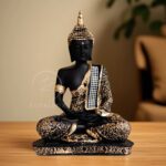 Royalbox Meditating Buddha Statue For Home Decor Idol Decorative Showpiece  –  17 Cm(Polyresin, Gold)