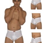 Vip Gold Men Solid White Pure Cotton Briefs (Pack Of 4, 110 Cm)